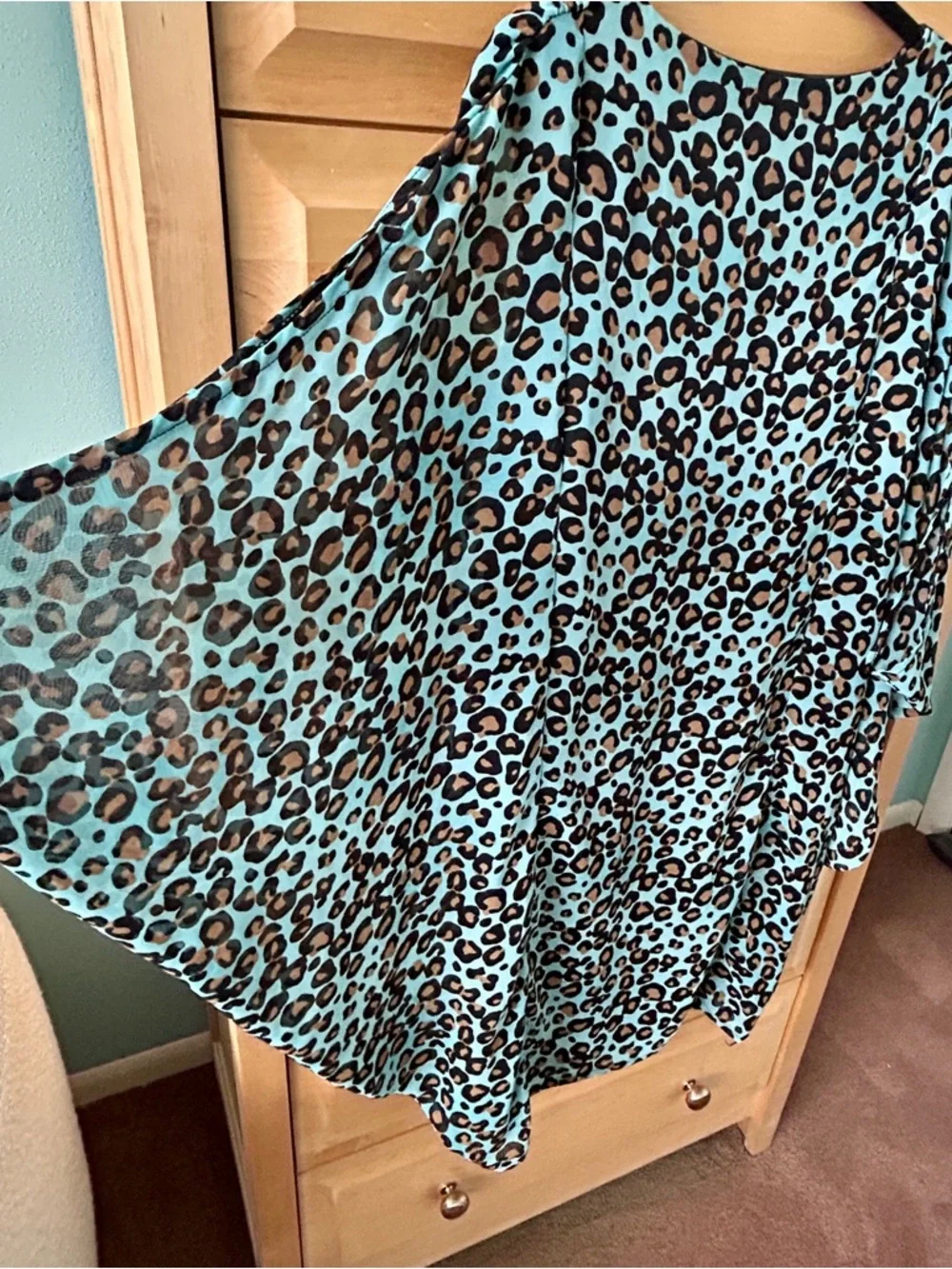 Forever 21 Leopard Print Chiffon Blouson Mini Dress - Picture 9 of 15